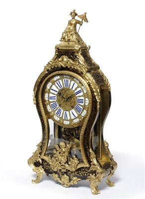 Lot 1362 - A 'Boulle' Striking Bracket Clock, the gilt metal mounted elaborate case surmounted with a...