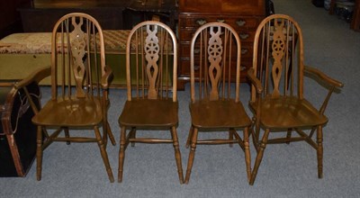 Lot 1207 - Four Wood Brothers solid oak old charm dining chairs (two carvers and two singles)