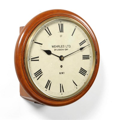 Lot 1367 - A Mahogany Wall Timepiece, Wehrles Ltd, 39 Lisson Grp, N.W.1, circa 1900, the circular case...