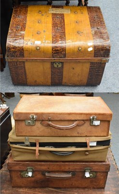 Lot 1215 - Three Victorian suitcases and a tin trunk (4)