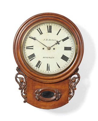 Lot 1368 - An Oak Striking Wall Clock, J.B.Dobson, Beverley, circa 1860, the brown oak case with a...