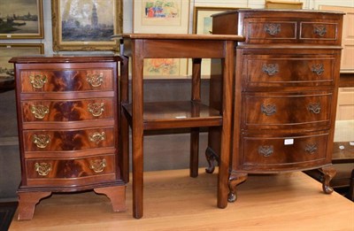 Lot 1232 - Two mahogany reproduction bedside chests and an occasional table (3)