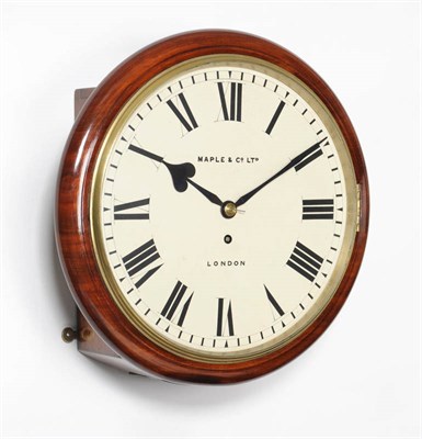 Lot 1370 - A Mahogany Wall Timepiece,  Maple & Co Ltd, London circa 1880, circular case with side and...