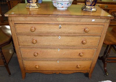Lot 1249 - A large George III crossbanded and inlaid oak four height chest of drawers