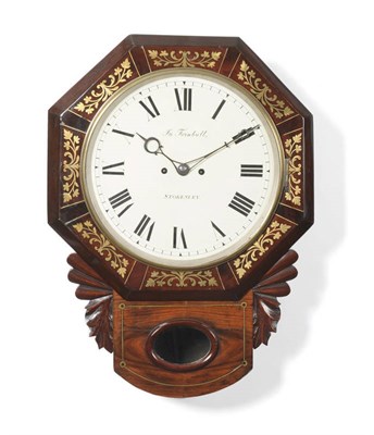 Lot 1371 - A Mahogany and Brass Inlaid Striking Wall Clock, Jn Turnbull, Stokesley, circa 1860, an...