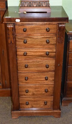Lot 1257 - Small Victorian mahogany Wellington chest of seven graduated drawers