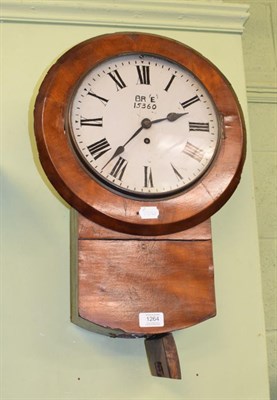 Lot 1264 - Railway drop-dial fusee timepiece in walnut and oak, circa 1900, dial re-painted ''BR 'E' 15360''