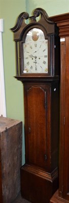 Lot 1279 - ~ An oak eight day longcase clock, late 18th century, arch painted dial signed Peter Sharp,...