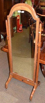 Lot 1281 - A late Victorian oak cheval mirror
