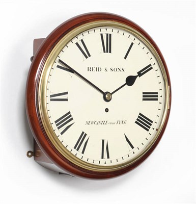 Lot 1374 - A Mahogany Wall Timepiece, Reid & Sons, Newcastle, circa 1880, circular case with side and...