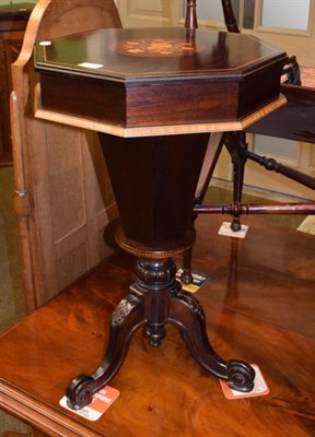 Lot 1292 - A Victorian style inlaid mahogany trumpet shape work table