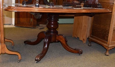 Lot 1293 - A Victorian mahogany loo table, the moulded rectangular top raised on a pedestal base with four...