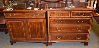 Lot 1297 - An Edwardian crossbanded mahogany cabinet, the single drawer above a pair of panelled doors,...