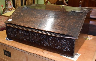 Lot 1299 - An 18th century carved oak bible box