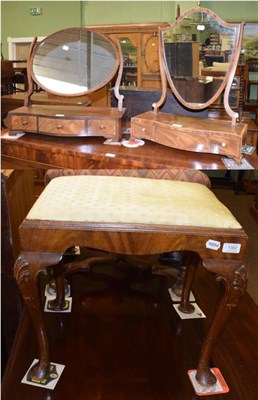 Lot 1302 - Two 19th century dressing table mirrors and a dressing table stool of similar date (3)