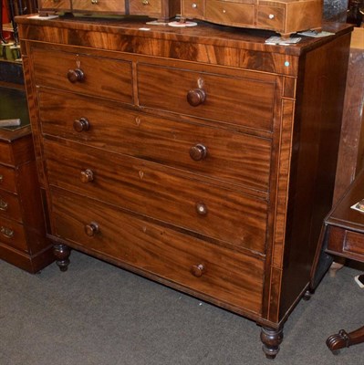 Lot 1303 - Late Victorian mahogany and inlaid chest of drawers and a modern plaster moulded mirror in the...