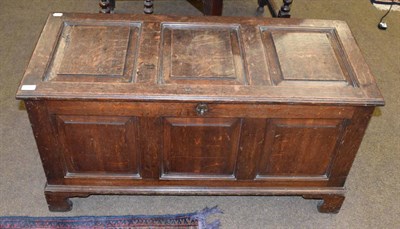 Lot 1307 - An oak three panelled coffer