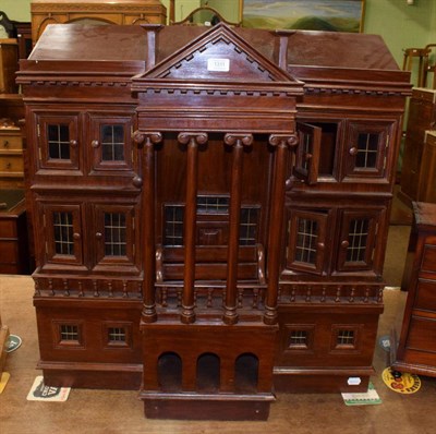 Lot 1311 - A hardwood dolls house in the form of a country house, modern, the pitched roof above four...
