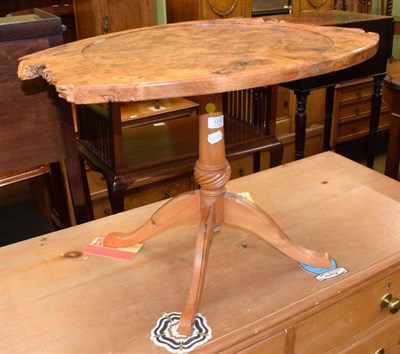 Lot 1318 - A Yorkshire School burr oak occasional table, on four splayed legs, 66cm wide by 46cm high