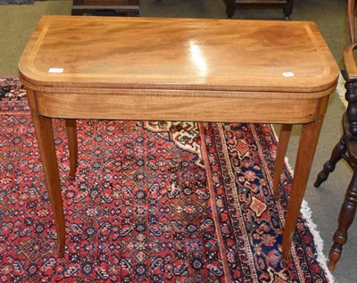 Lot 1319 - A 19th century inlaid and crossbanded mahogany fold-over tea table