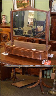 Lot 1324 - A mid 19th century mahogany and inlaid dressing table mirror with brass finials and a 20th...
