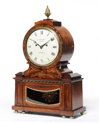 Lot 1379 - A Rosewood and Brass Inlaid Striking Bracket Clock, Wm Holmes, Strand, London, circa 1820, the drum