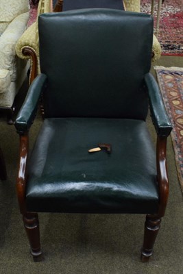 Lot 1352 - A mahogany library chair in green