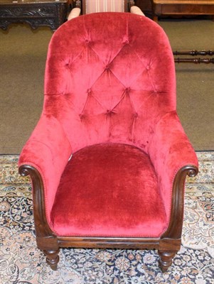 Lot 1364 - A Victorian rosewood framed button back armchair