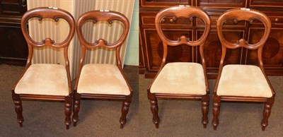 Lot 1383 - A set of four Victorian mahogany dining chairs and a four leaf screen