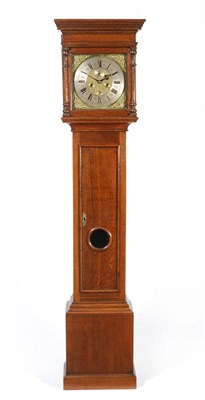 Lot 1388 - A Rare Oak Eight Day Longcase Clock, the case with flat top pediment, glazed side windows,...