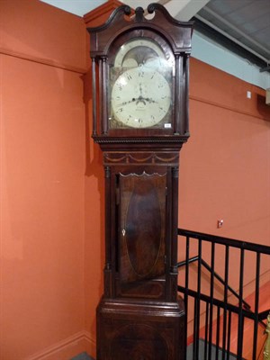 Lot 1391 - A Mahogany Eight Day Longcase Clock, the case with a swan neck pediment, fluted columns, inlaid...