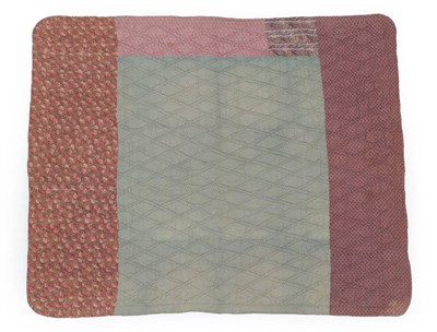 Lot 2028 - Mid 19th Century French Reversible Wholecloth Quilt, with a pink floral flower head printed...