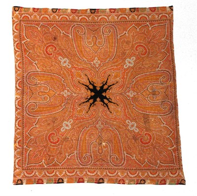 Lot 2028 - Circa 1880 French Kashmir Shawl Quilt, with single diamond quilting, mustard cotton to the reverse