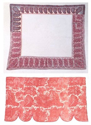 Lot 2031 - A Circa 1820 French Fenetre Quilt in white cotton, bordered with Kashmir Indienne large...