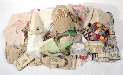 Lot 2033 - Quantity of Assorted Circa 1930s and Later Embroidered Textiles, including bed covers, table...