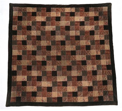 Lot 2041 - A Mid 20th Century Patchwork Quilt, incorporating velvet squares of Liberty of London fabrics, with