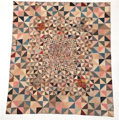 Lot 2055 - Circa 1800-20 Patchwork Quilt, comprising a design pieced together with triangles in four differing