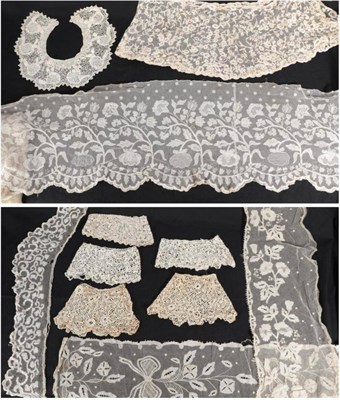 Lot 2068 - Assorted Late 19th/Early 20th Century Lace, including an Irish crochet lace collar, two...