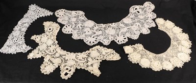 Lot 2074 - Four Circa 1900 and Later Crochet Collars, comprising an Irish collar with alternating petalled and