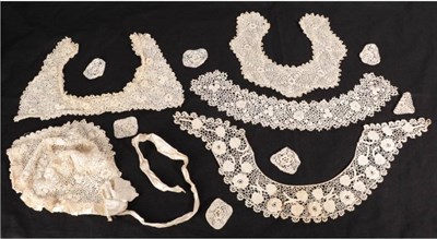 Lot 2075 - Assorted Circa 1900 and Later Irish Crochet Lace Work, comprising a baby bonnet decorated with...