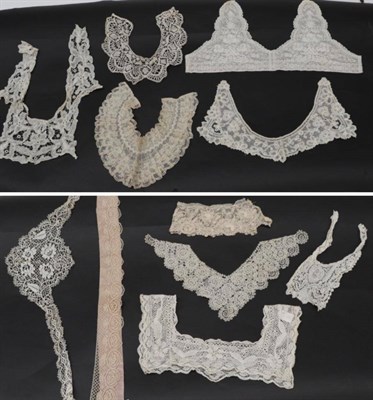 Lot 2076 - Assorted Circa 1900 and Later Lace and Other Collars, including a three tier scalloped collar; four