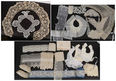 Lot 2081 - Assorted Lace and Items, including a pair of toddler lace slippers, baby bonnet and cotton...