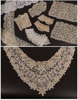 Lot 2083 - Assorted 19th/Early 20th Century Lace, including a pair of Honiton floral shaped panels, pair...
