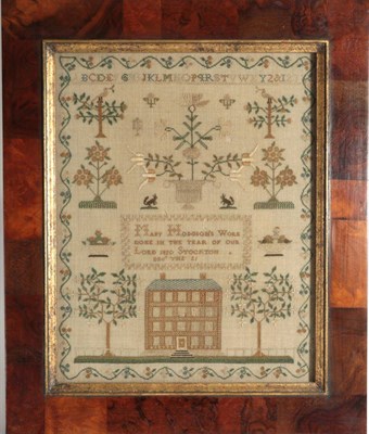 Lot 2101 - 19th Century Sampler, Worked by Mary Hodgson, Dated Dec 21 1820, Stockton, the lower worked...