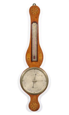 Lot 1400 - A Mahogany Inlaid Wheel Barometer, signed Negretti & Co, London, circa 1830, the case with...