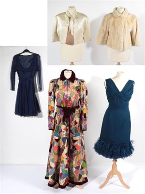 Lot 2131 - Assorted 1920s-1950s Ladies Costume, comprising deep blue sleeveless evening dress, with...