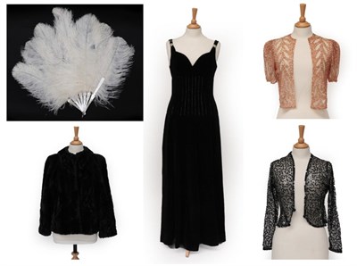 Lot 2134 - Circa 1920's and Later Costume and Accessories, comprising a black sequin jacket; a similar...