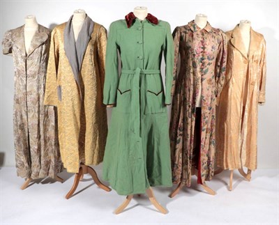 Lot 2136 - Circa 1930 and Later Housecoats, Day Coats, comprising Excelsior Chinese silk brocade robe with...