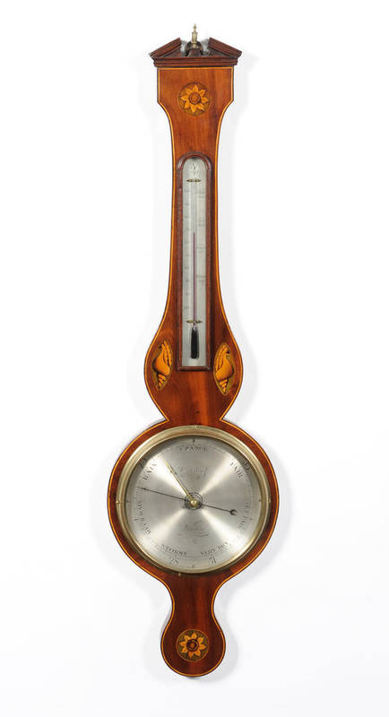 Lot 1403 - A Mahogany Shell Inlaid Wheel Barometer, signed Ortelli & Co, London, circa 1830, the nicely...