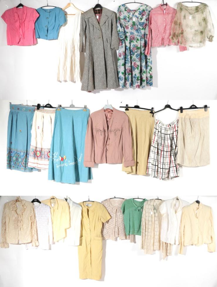 Lot 2150 - Assorted Circa 1940-60s Ladies Separates and Dresses, including thirteen shirts and tops...